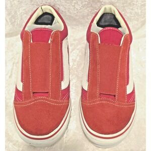 Y2K VTG Vans Old Skool Shoes Womens Size 8.5 Red White Slip On Skate Sneakers